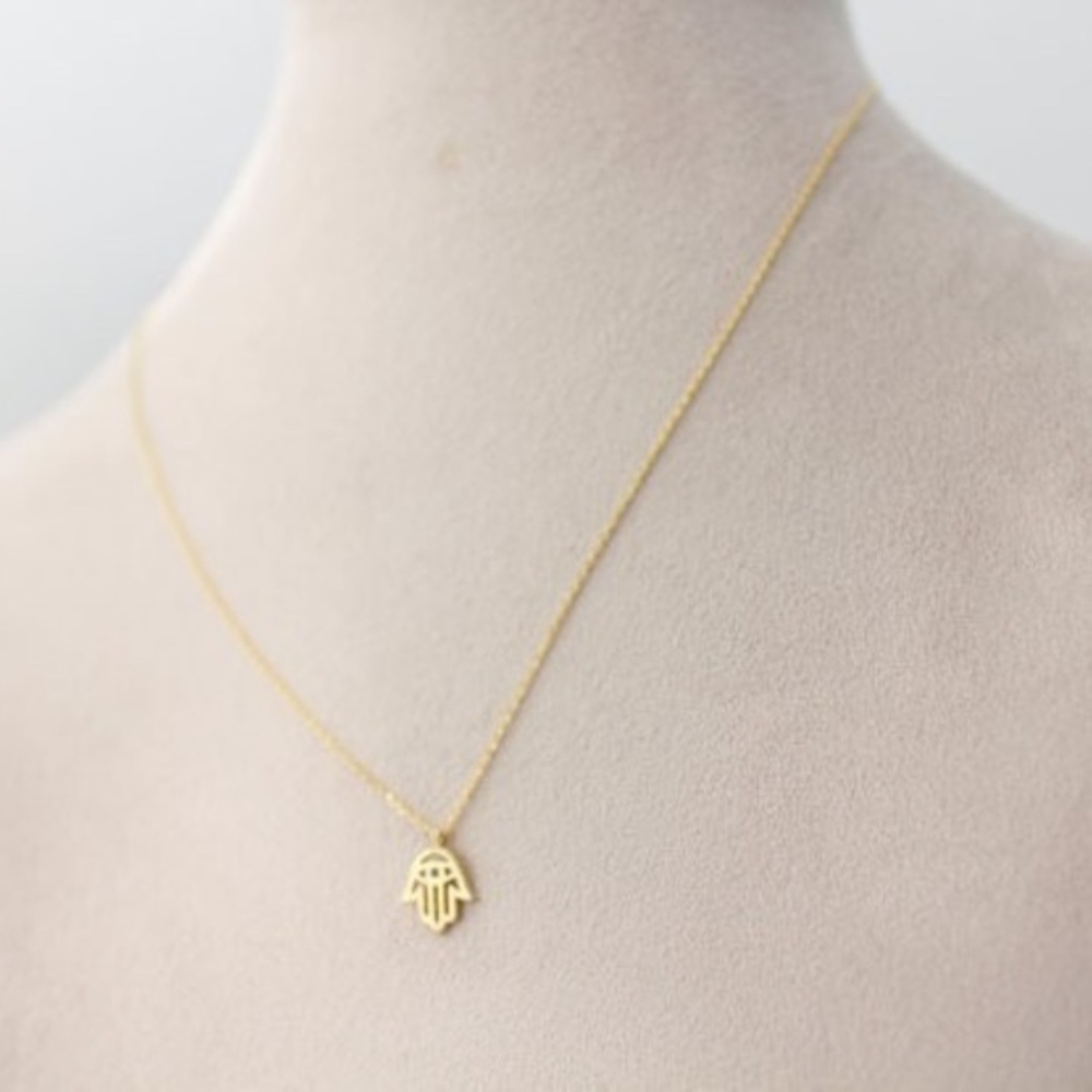 Hamsa Gold Dainty Pendant Necklace - Picture 3 of 4